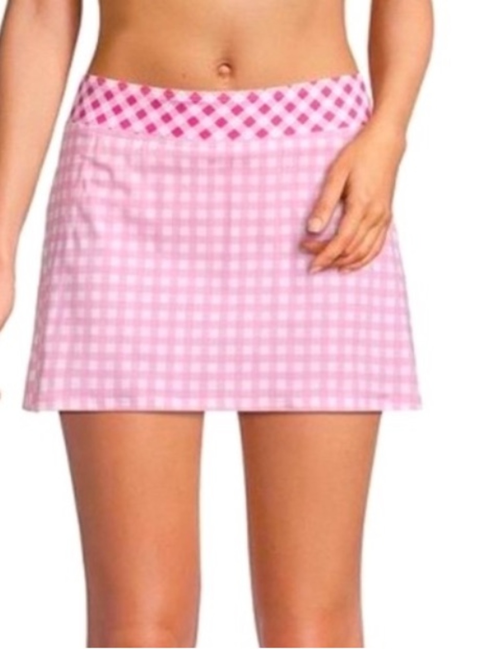 DRAPER JAMES + Lands End Pink Gingham Swim Skirt Bottoms Coverup